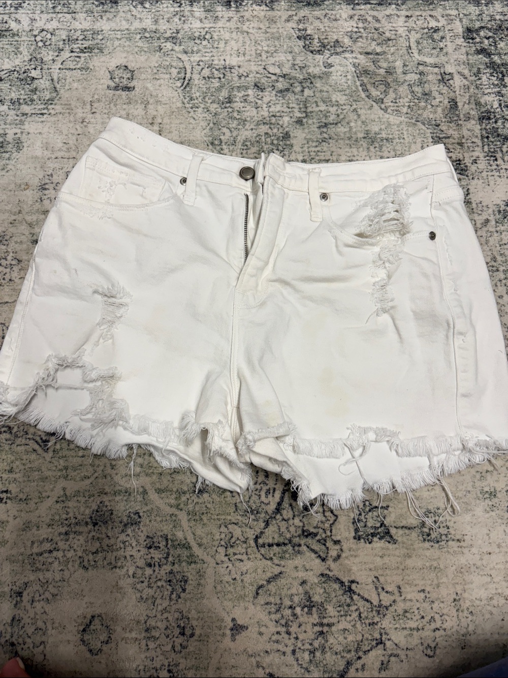 Good American White Distressed Denim Cutoff Shorts